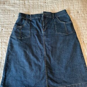 Christopher & Banks Dark Blue Denim A-Line Skirt